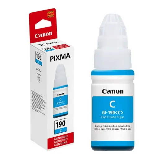 [GI-190C] GI-190C Tinta Original Canon Gi-190 Cyan 70ml Impresora g1110 g2100 g2110 g2111 g3100 g3110 g3111 g4100 g4110 g4111 0668c001 GI-190 C